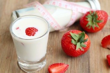 Fresh strawberry with milk