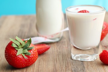 Fresh strawberry with milk