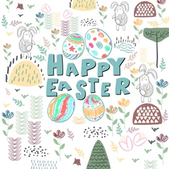 Muurstickers Colorful Happy Easter greeting card. EPS10 vector illustration. © Alexey
