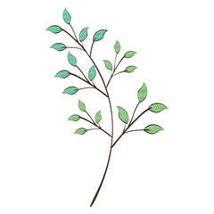 branch with leafs plant ecology icon vector illustration design