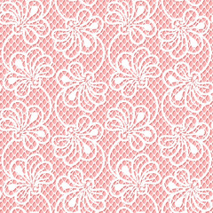 Seamless flower lace pattern on pink background