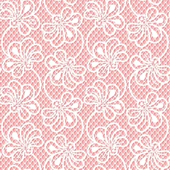 Foto op Plexiglas Seamless flower lace pattern on pink background © Julia Pavlenko