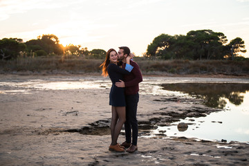 Young couple in love, man and girl in outdoor