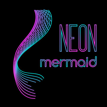 Neon mermaid tail made of parallel lines