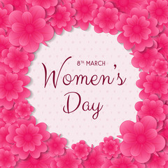 Floral card with wishes for Women's Day. Vector.