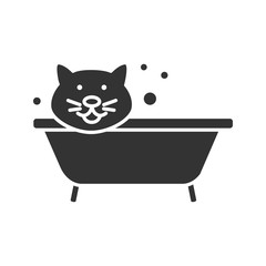 Bathing cat glyph icon