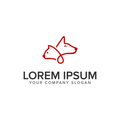 dog cat line minimalist logo design concept template.