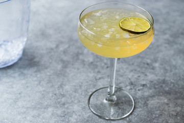 Gin Gimlet Cocktail with Lime and Crushed Ice.