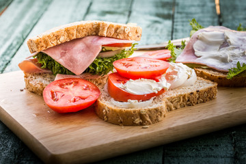 club sandwich on wood

