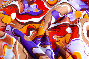 texture, background,  silk fabric of an abstract coloring. Abstr
