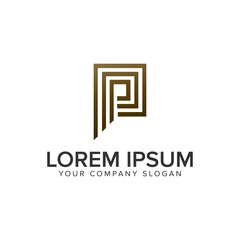 letter P luxury line logo design concept template.