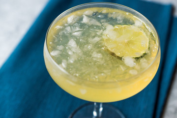 Gin Gimlet Cocktail with Lime and Crushed Ice.