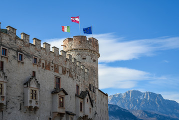 The majestic Castle of Buonconsiglio at the heart of the city of Trento towers in Trentino Alto Adige, Italy,