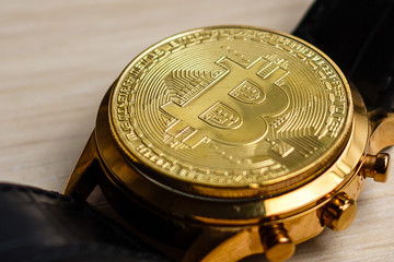 Bitcoin and time concept bitcoin in the form of a clock face