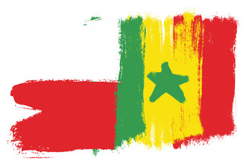 Poland Flag & Senegal Flag Vector Hand Painted with Rounded Brush