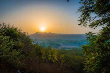 Sunrise through the woods