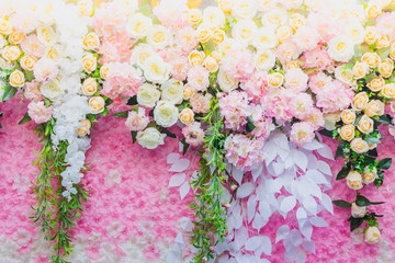 Beautiful flowers decorate the scene in The Festival temple fair, Thailand