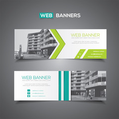 Abstract vector banner for web template or print use as header background, business design