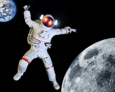Fototapeta Astronaut landing on the Moon