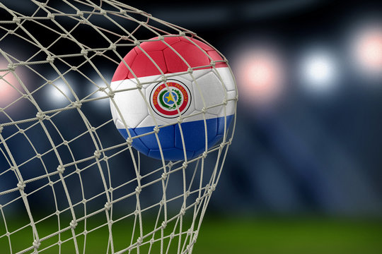 Paraguayan soccerball in net
