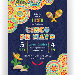 Join us for fiesta to celebrate Cinco De Mayo poster template. - 193965179