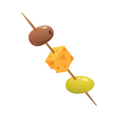 Olives fruit with cheese vector illustration in cartoon style.