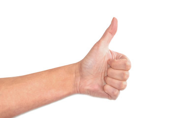 Hand showing okay sign isolated white background. Hand communication concept.