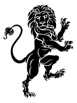 Lion Standing Rampant Heraldic Coat of Arms Crest 