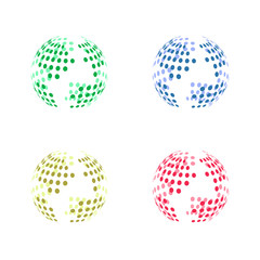 Set abstract globe of the Earth of colorful dots