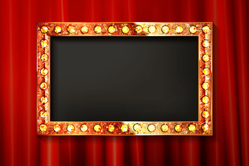 Gold frame with light bulbs