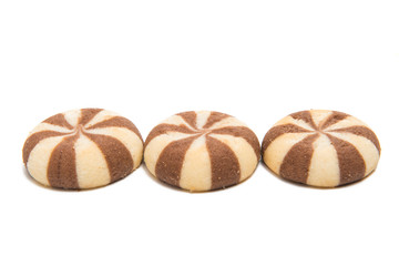 striped cookies with chocolate isolated