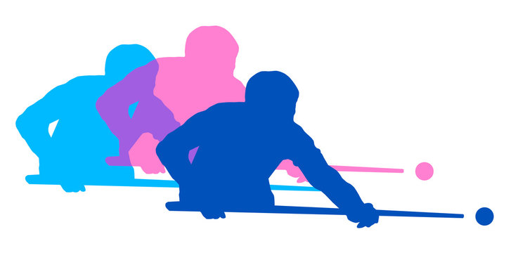 colorful pool players in action clip art preview