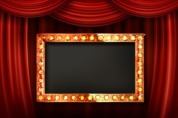 Gold frame with light bulbs