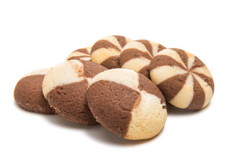 striped cookies with chocolate isolated