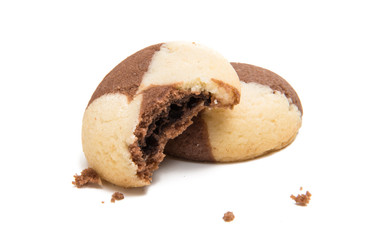 striped cookies with chocolate isolated