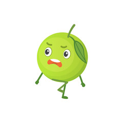 Apple cute cartoon fruit. Vector illustration with funny character.