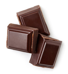 Three dark chocolate pieces