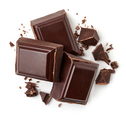 Three dark chocolate pieces