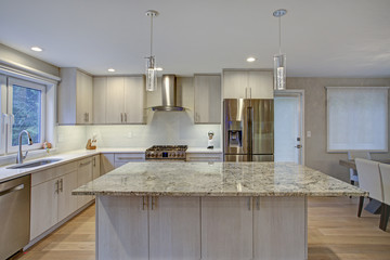 Lovely kitchen room with kitchen island
