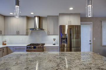 Lovely kitchen room with kitchen island