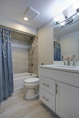 Elegant bathroom with marble bathroom floor.