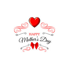 Happy Mother s Day Greeting Card. Lettering calligraphy inscription on heart vector