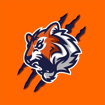 tiger mascot logo template for sport, game crew, company logo, college team logo