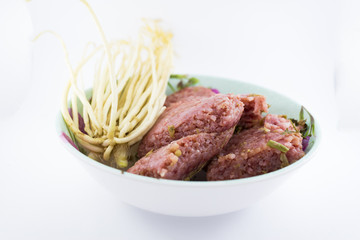 sour pork on white background.