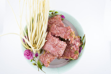 sour pork on white background.