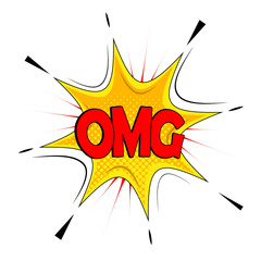 Bubble with expression text OMG. Vector illustration