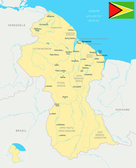 Guyana, Map - Detailed Vector Illustration