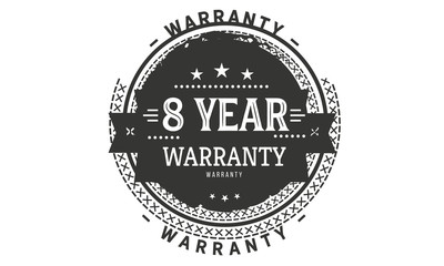 Fototapeta premium 8 years warranty icon vintage rubber stamp guarantee