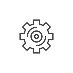 Gear outline icon. linear style sign for mobile concept and web design. Cogwheel setting simple line vector icon. Symbol, logo illustration. Pixel perfect vector graphics