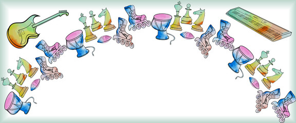 Arched frame watercolor hobby  boy